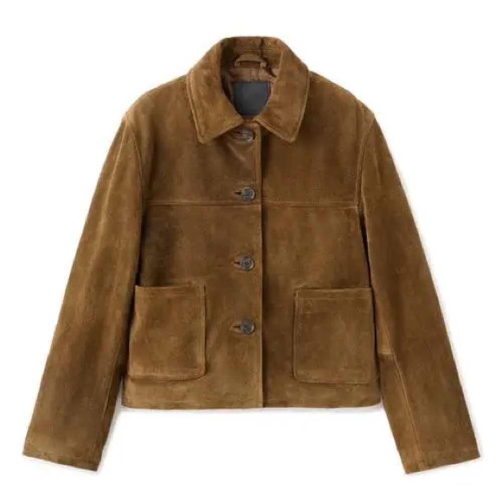 Mango Brown Suede Button-Up Jacket